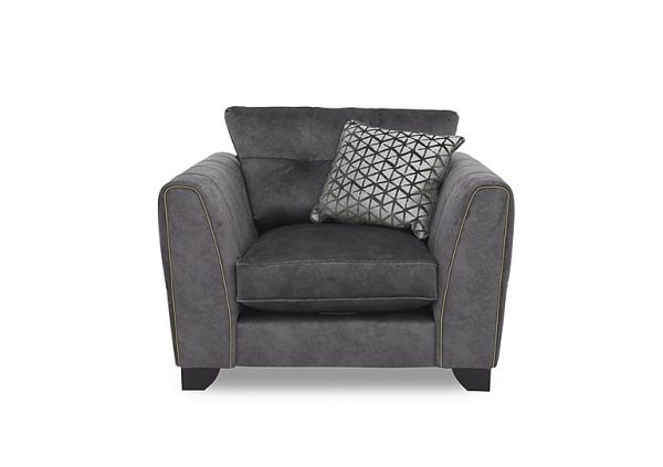 Ariana Fabric Classic Back Armchair with Brass Insert  Dapple Moleskin with Brass Insert | Bed Sava
