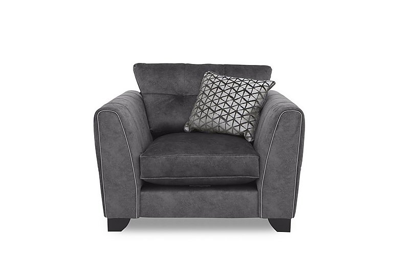 Ariana Fabric Classic Back Armchair with Chrome Insert - Dapple Moleskin with Chrome Insert