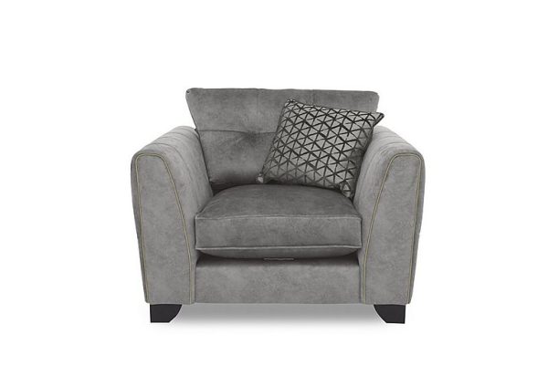 Ariana Fabric Classic Back Armchair with Brass Insert  Dapple Silver with Brass Insert | Bed Sava