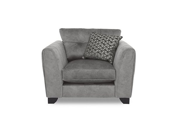 Ariana Fabric Classic Back Armchair with Chrome Insert  Dapple Silver with Chrome Insert | Bed Sava