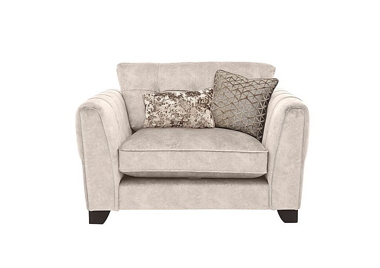 Ariana Classic Back Fabric Snuggler Chair with Chrome Insert - Dapple Cream with Chrome Insert