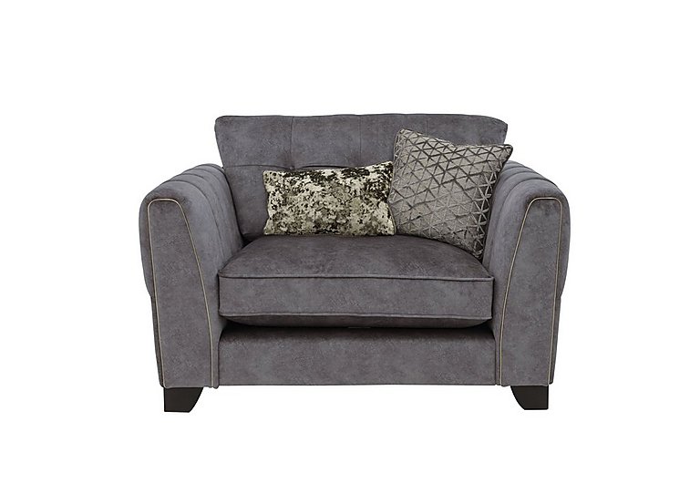 Ariana Classic Back Fabric Snuggler Chair with Brass Insert - Dapple Moleskin with Brass Insert