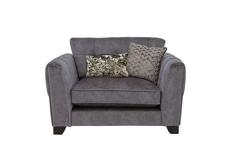 Ariana Classic Back Fabric Snuggler Chair with Chrome Insert - Dapple Moleskin with Chrome Insert