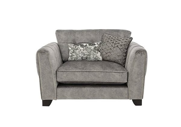 Ariana Classic Back Fabric Snuggler Chair with Brass Insert  Dapple Silver with Brass Insert | Bed Sava