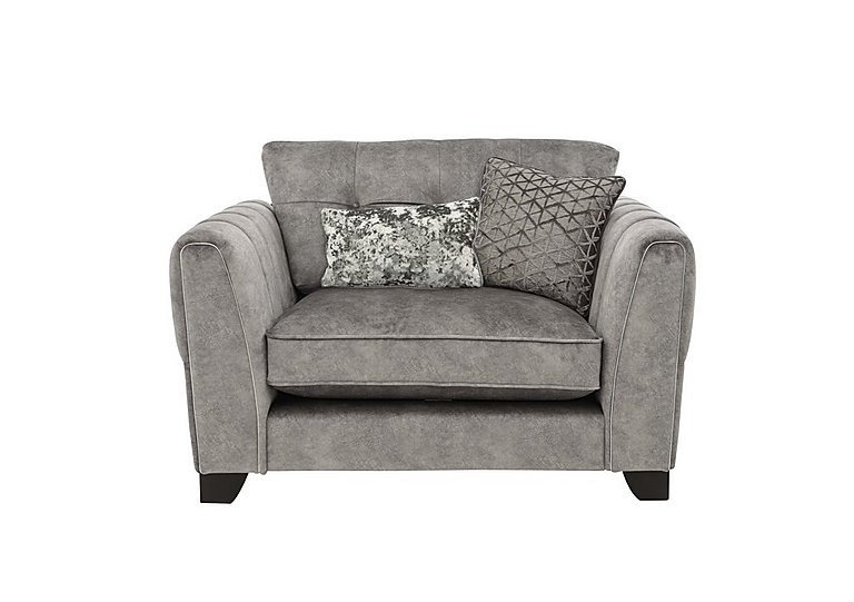 Ariana Classic Back Fabric Snuggler Chair with Chrome Insert - Dapple Silver with Chrome Insert