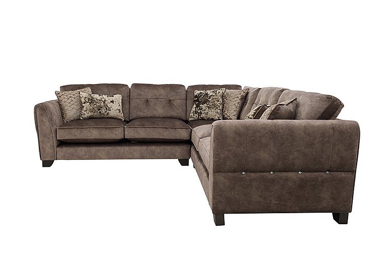 Ariana Large Fabric Classic Back Corner Sofa with Chrome Insert - Dapple Chocolate with Chrome Insert