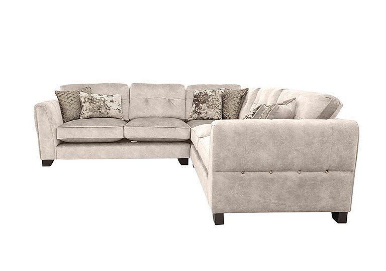 Ariana Large Fabric Classic Back Corner Sofa with Brass Insert - Dapple Cream with Brass Insert