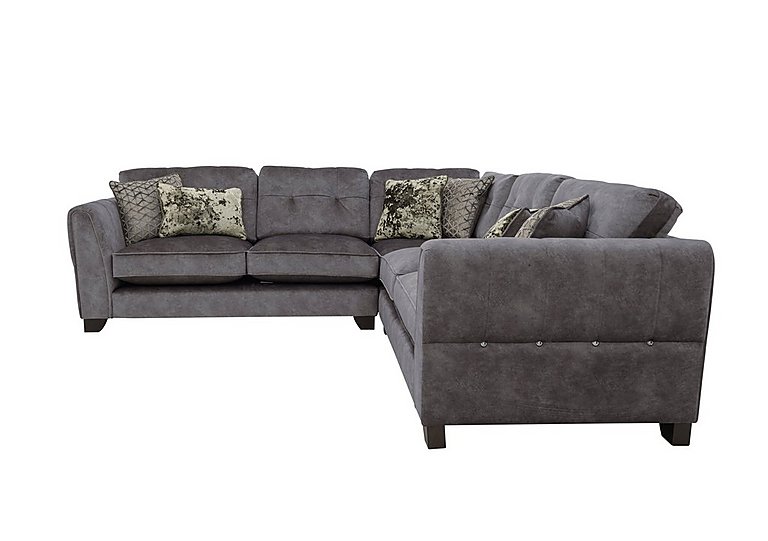 Ariana Large Fabric Classic Back Corner Sofa with Chrome Insert - Dapple Moleskin with Chrome Insert