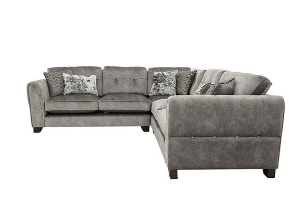 Ariana Large Fabric Classic Back Corner Sofa with Brass Insert  Dapple Silver with Brass Insert | Bed Sava