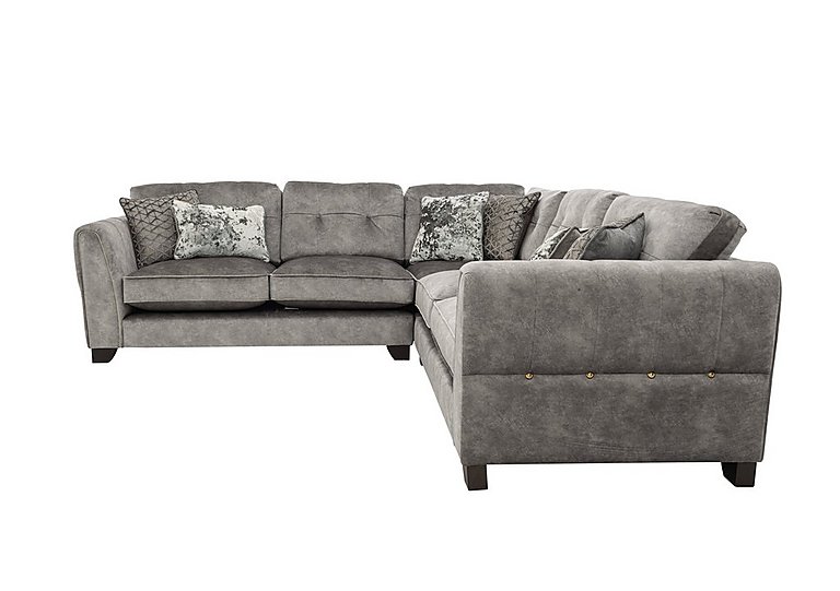 Ariana Large Fabric Classic Back Corner Sofa with Brass Insert - Dapple Silver with Brass Insert