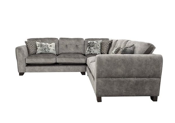 Ariana Large Fabric Classic Back Corner Sofa with Chrome Insert  Dapple Silver with Chrome Insert | Bed Sava
