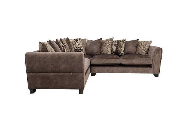 Ariana Small Fabric Pillow Back Left Hand Facing Corner Sofa with Brass Insert  Dapple Chocolate with Brass Insert | Bed Sava