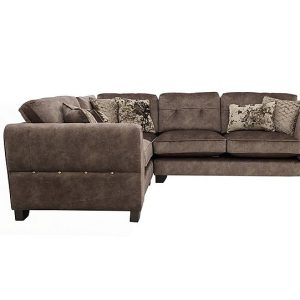 Ariana Small Fabric Classic Back Left Hand Facing Corner Sofa with Brass Insert  Dapple Chocolate with Brass Insert | Bed Sava