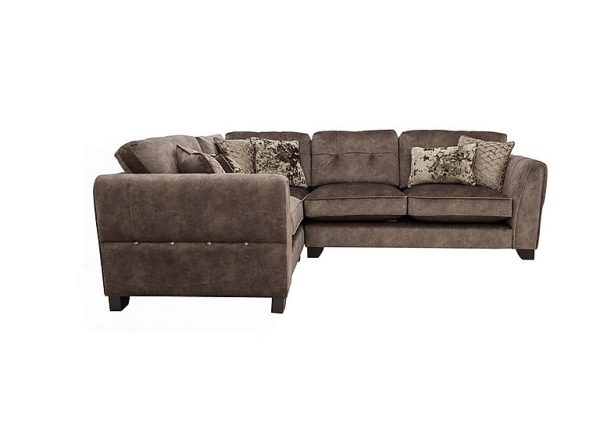 Ariana Small Fabric Classic Back Left Hand Facing Corner Sofa with Chrome Insert  Dapple Chocolate with Chrome Insert | Bed Sava
