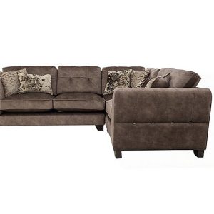 Ariana Small Fabric Classic Back Right Hand Facing Corner Sofa with Chrome Insert  Dapple Chocolate with Chrome Insert | Bed Sava