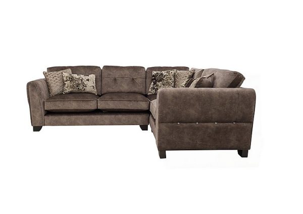 Ariana Small Fabric Classic Back Right Hand Facing Corner Sofa with Chrome Insert  Dapple Chocolate with Chrome Insert | Bed Sava