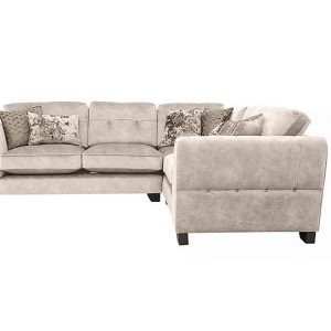 Ariana Small Fabric Classic Back Right Hand Facing Corner Sofa with Brass Insert  Dapple Cream with Brass Insert | Bed Sava