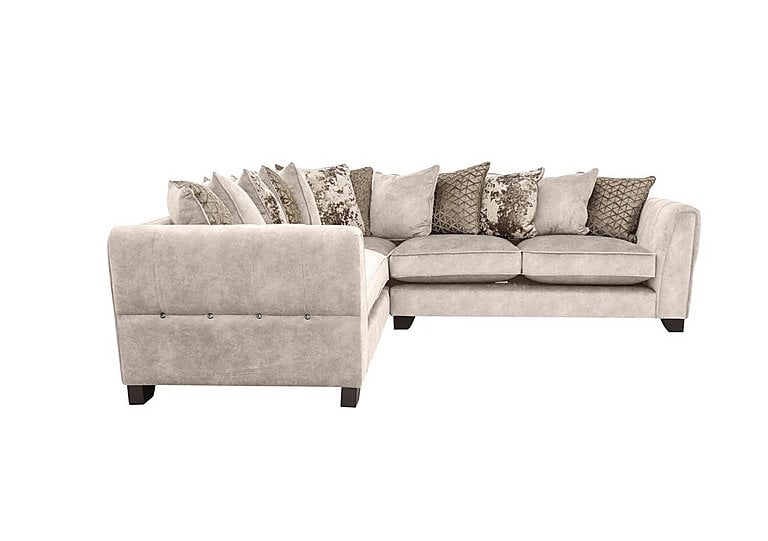 Ariana Small Fabric Pillow Back Left Hand Facing Corner Sofa with Chrome Insert - Dapple Cream with Chrome Insert