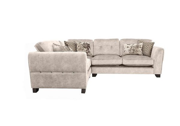 Ariana Small Fabric Classic Back Left Hand Facing Corner Sofa with Chrome Insert  Dapple Cream with Chrome Insert | Bed Sava