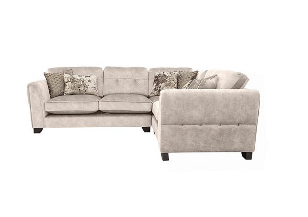 Ariana Small Fabric Classic Back Right Hand Facing Corner Sofa with Chrome Insert  Dapple Cream with Chrome Insert | Bed Sava