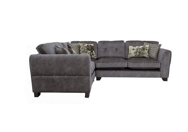 Ariana Small Fabric Classic Back Left Hand Facing Corner Sofa with Chrome Insert  Dapple Moleskin with Chrome Insert | Bed Sava
