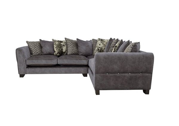 Ariana Small Fabric Pillow Back Right Hand Facing Corner Sofa with Chrome Insert  Dapple Moleskin with Chrome Insert | Bed Sava
