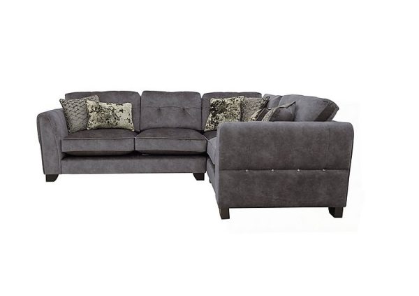 Ariana Small Fabric Classic Back Right Hand Facing Corner Sofa with Chrome Insert  Dapple Moleskin with Chrome Insert | Bed Sava