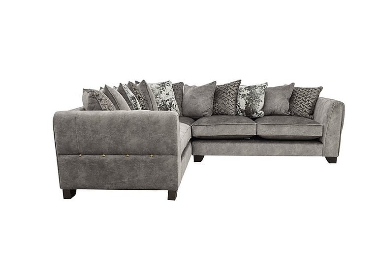 Ariana Small Fabric Pillow Back Left Hand Facing Corner Sofa with Brass Insert - Dapple Silver with Brass Insert