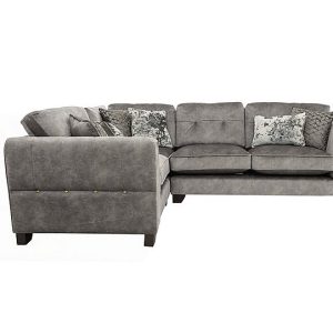 Ariana Small Fabric Classic Back Left Hand Facing Corner Sofa with Brass Insert  Dapple Silver with Brass Insert | Bed Sava