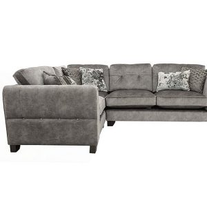Ariana Small Fabric Classic Back Left Hand Facing Corner Sofa with Chrome Insert  Dapple Silver with Chrome Insert | Bed Sava