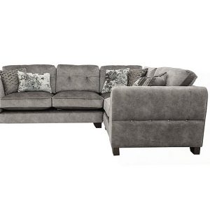 Ariana Small Fabric Classic Back Right Hand Facing Corner Sofa with Chrome Insert  Dapple Silver with Chrome Insert | Bed Sava