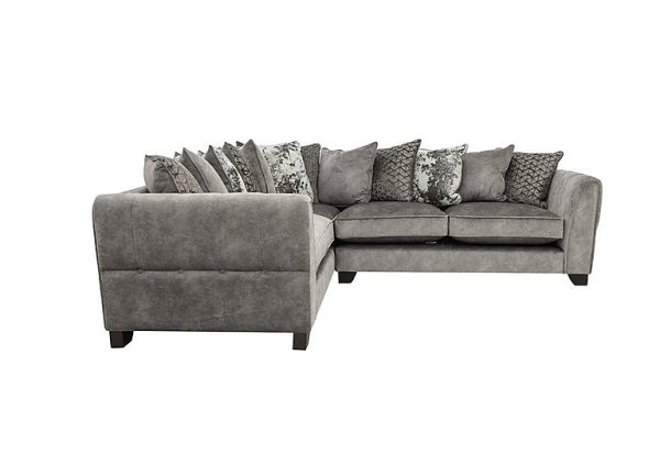 Ariana Small Fabric Pillow Back Left Hand Facing Corner Sofa  Dapple Silver | Bed Sava