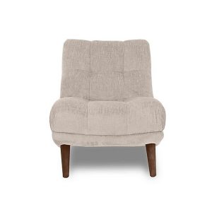 At The Helm  Cartier Fabric Accent Chair  Stone with Walnut Feet | Bed Sava