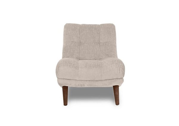 At The Helm  Cartier Fabric Accent Chair  Stone with Walnut Feet | Bed Sava