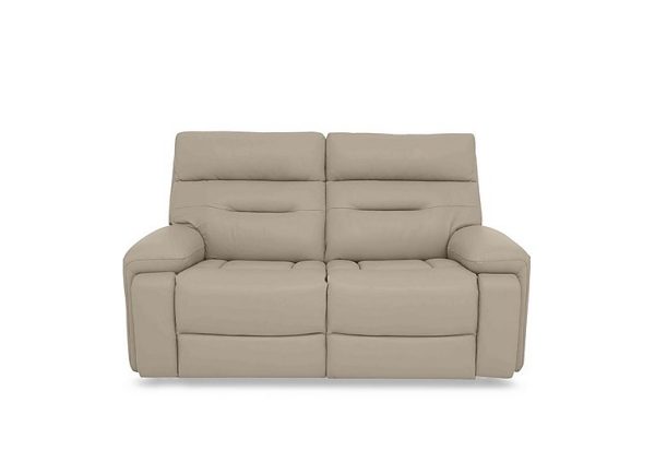 Cinemax 2 Seater Leather Sofa with Power Recliner  Dacota Pebble | Bed Sava