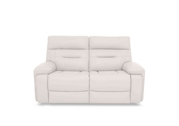 Cinemax 2 Seater Leather Sofa with Power Recliner  White | Bed Sava