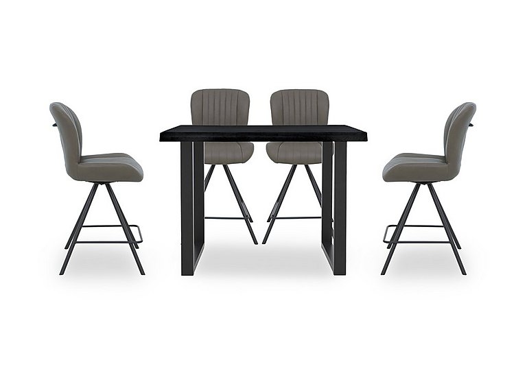 Bodahl - Compact Terra 140cm Raw Edge Table with 4 Grey Swivel Bar Stools
