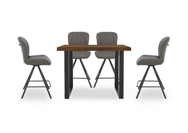 Bodahl  Compact Terra 140cm Raw Edge Table with 4 Grey Swivel Bar Stools  Desert | Bed Sava