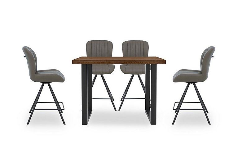 Bodahl - Compact Terra 140cm Raw Edge Table with 4 Grey Swivel Bar Stools - Desert