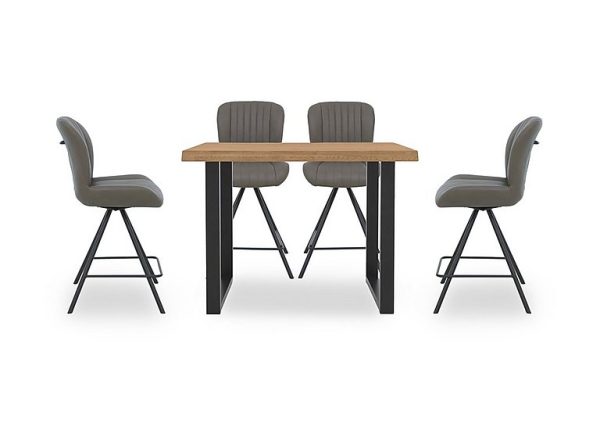 Bodahl  Compact Terra 140cm Raw Edge Table with 4 Grey Swivel Bar Stools  Natura Bianca | Bed Sava