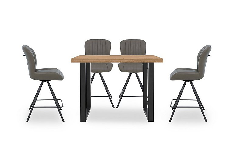Bodahl - Compact Terra 140cm Raw Edge Table with 4 Grey Swivel Bar Stools - Natura Bianca