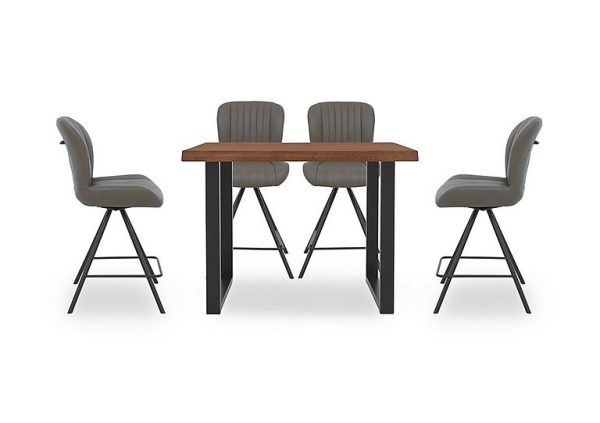 Bodahl  Compact Terra 140cm Raw Edge Table with 4 Grey Swivel Bar Stools  Old Bassano | Bed Sava