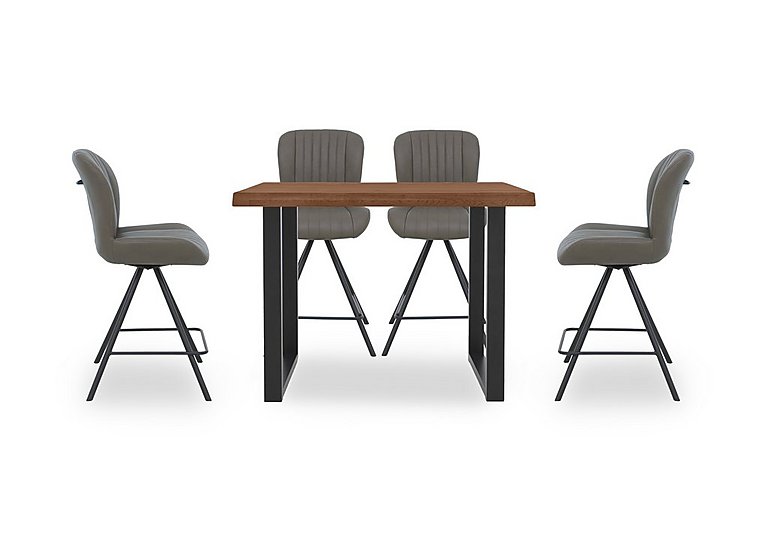 Bodahl - Compact Terra 140cm Raw Edge Table with 4 Grey Swivel Bar Stools - Old Bassano