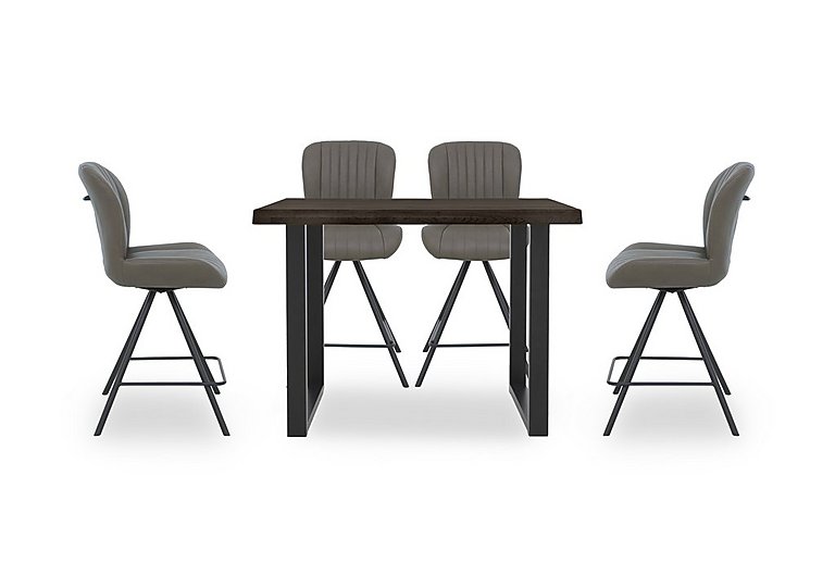 Bodahl - Compact Terra 140cm Raw Edge Table with 4 Grey Swivel Bar Stools - Smoked