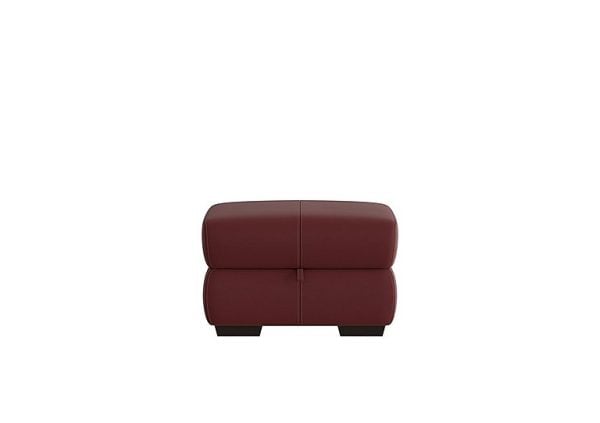 World of Leather  Elixir HW Leather Storage Footstool  Deep Red | Bed Sava