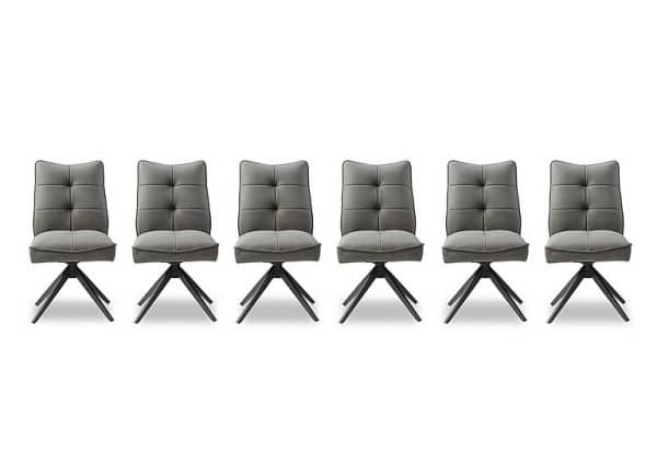 Germain Set of 6 Swivel Dining Chairs  Charcoal | Bed Sava