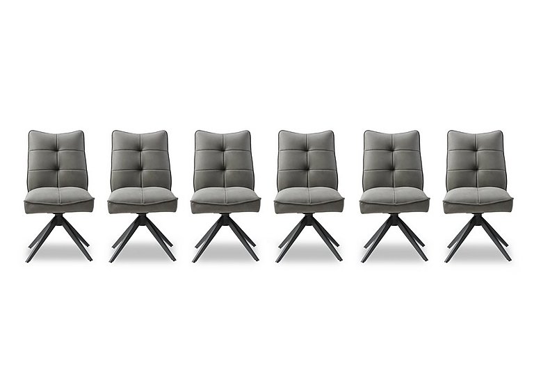 Germain Set of 6 Swivel Dining Chairs - Charcoal