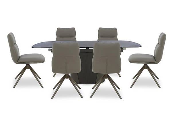 Icon Bronze Extending Dining Table and 6 Diva Chairs with Bronze Legs  160 cm | Bed Sava