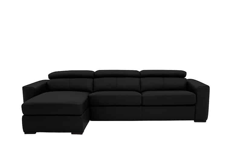 World of Leather - Infinity BV Leather Left Hand Facing Corner Chaise Sofa with Storage - Classic Black