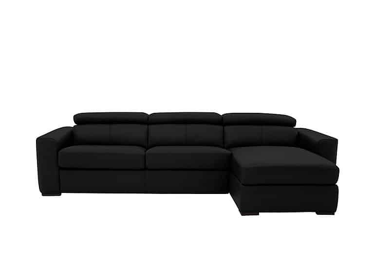 World of Leather - Infinity BV Leather Right Hand Facing Corner Chaise Sofa with Storage - Classic Black